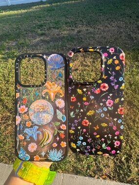 Casetify Disco  Velvet Caviar Black Floral & Disco Sticker iPhone 15 Pro Bundle